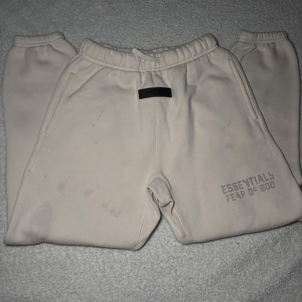 Fear of God Essentials Kids Sweatpants Cream Oatmeal Joggers Size 10
